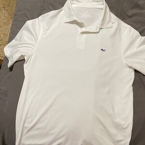Vineyard Vines Men’s White Polo with Blue Whale Logo